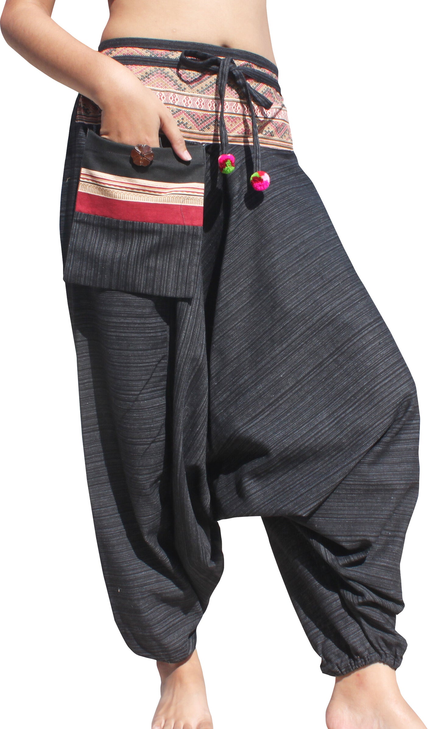 RaanPahMuang Premium Cotton Aladin Pants With Side Pocket Hippy Style