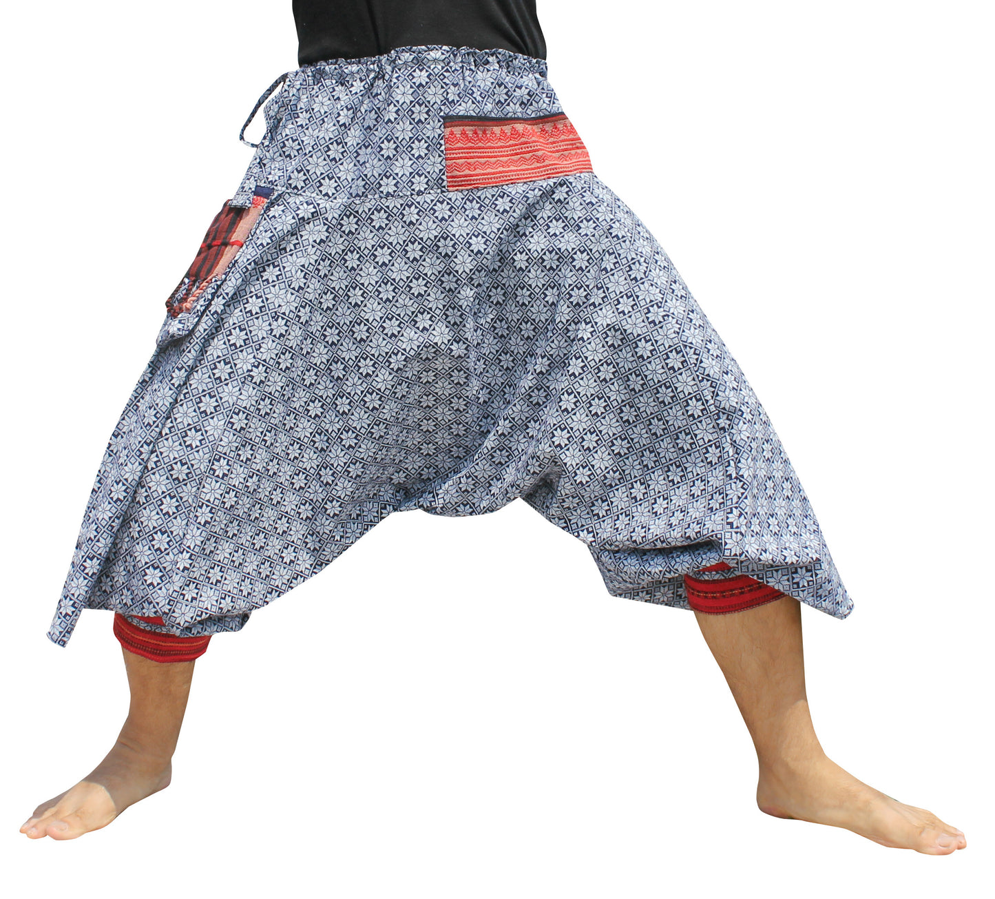 RaanPahMuang Aladin Pants Japanese style with Tied Cuffs and Woven Patches