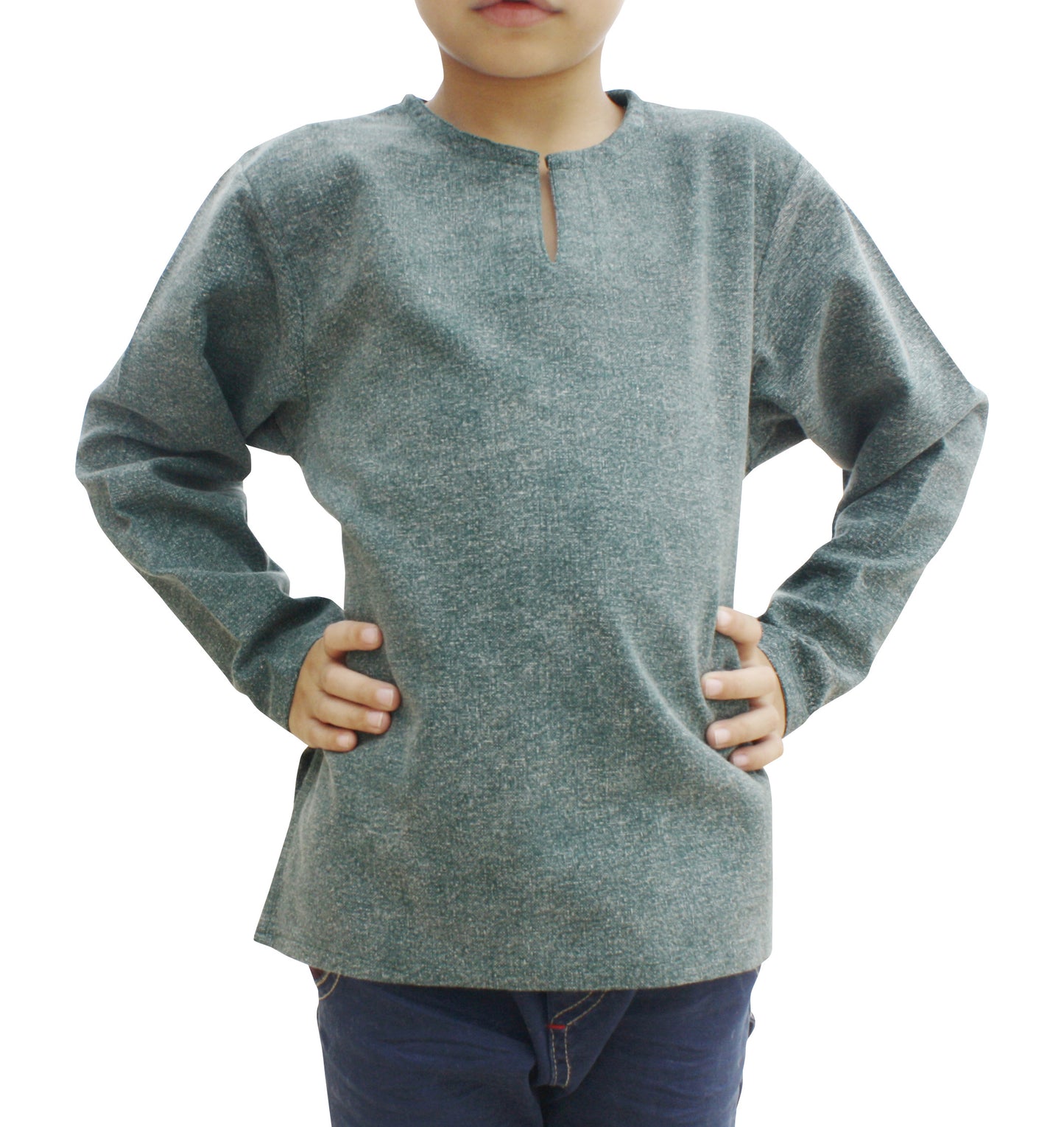 RaanPahMuang Open Peasants Collar Long Sleeve Children Shirt Many Cotton Options