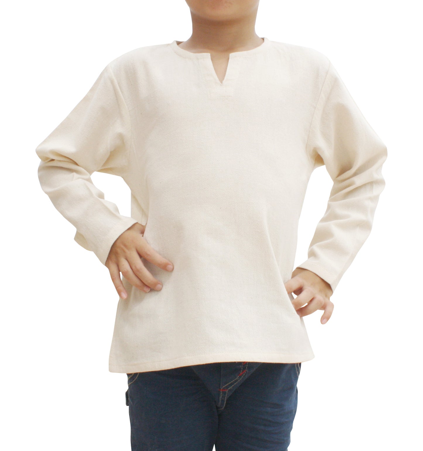 RaanPahMuang Open Peasants Collar Long Sleeve Children Shirt Many Cotton Options