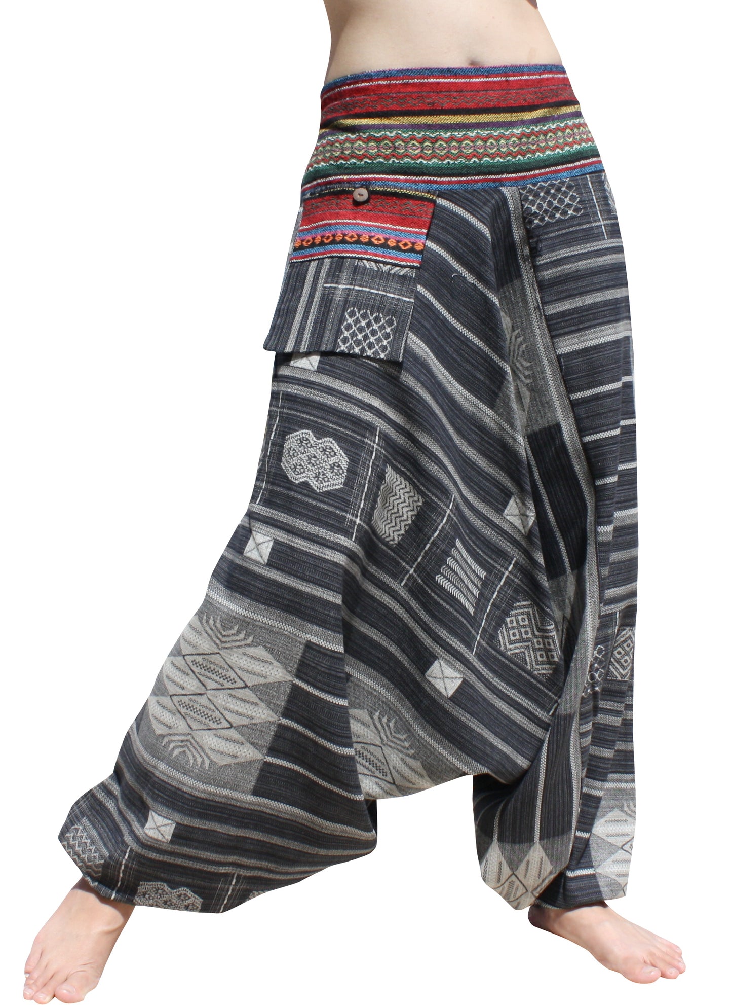 RaanPahMuang Premium Cotton Aladin Pants With Side Pocket Hippy Style