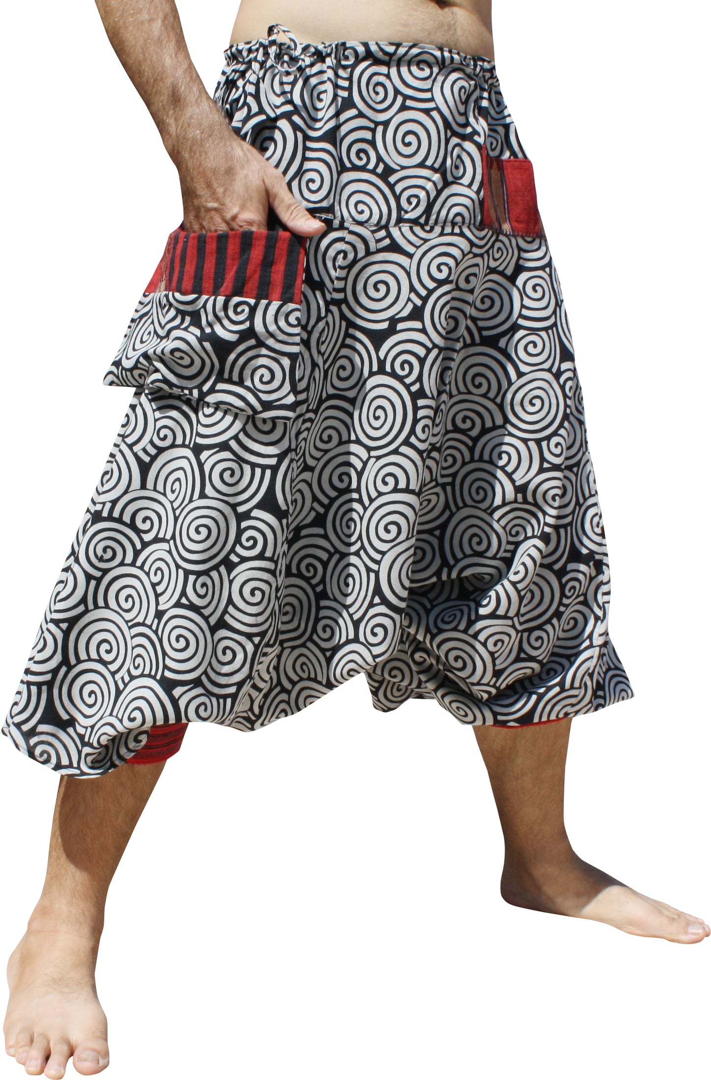 RaanPahMuang Aladin Pants Japanese style with Tied Cuffs and Woven Patches