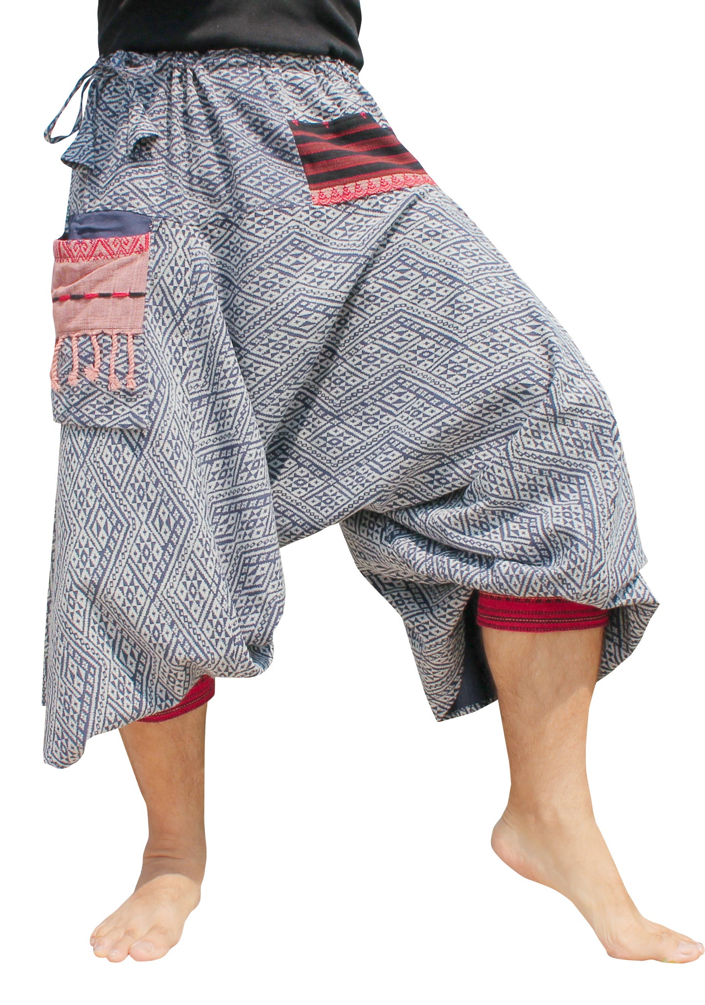 RaanPahMuang Aladin Pants Japanese style with Tied Cuffs and Woven Patches