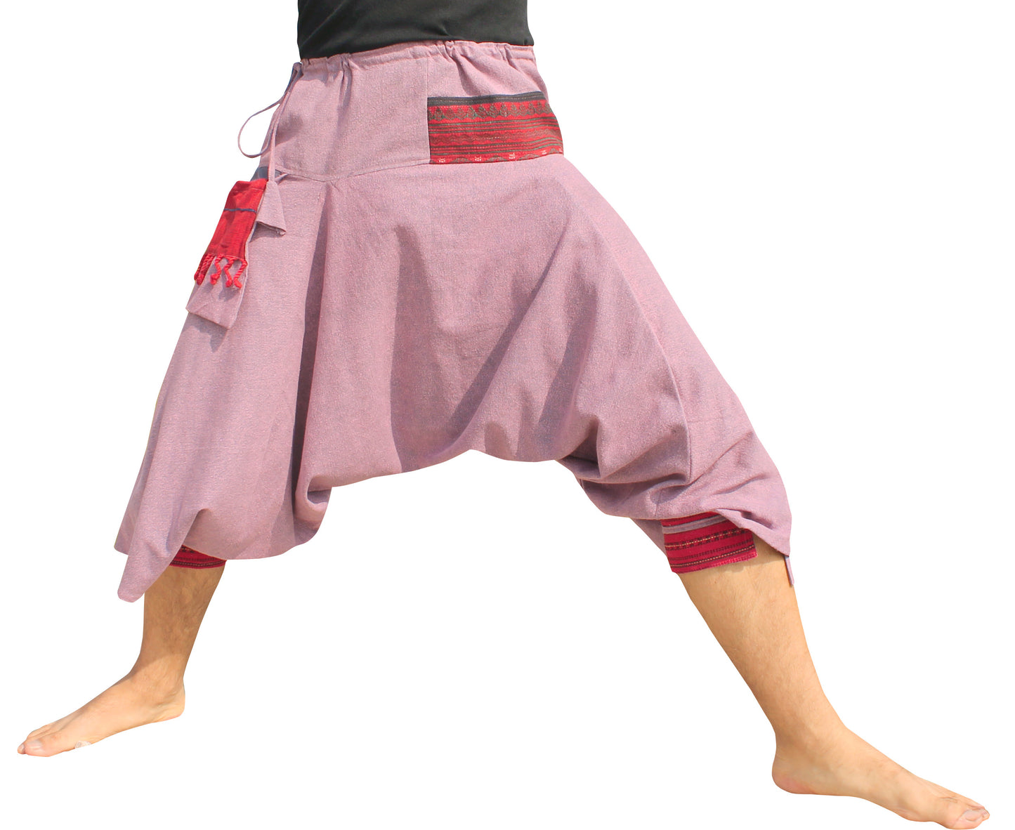 RaanPahMuang Aladin Pants Japanese style with Tied Cuffs and Woven Patches